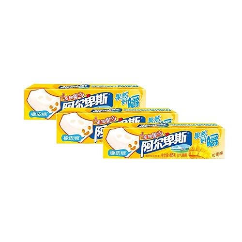 Fruit Chew Gummy Candy, White Peach and Mango Flavor, with Real Fruit Juice, Dual Texture, 3 Pack (Mango)