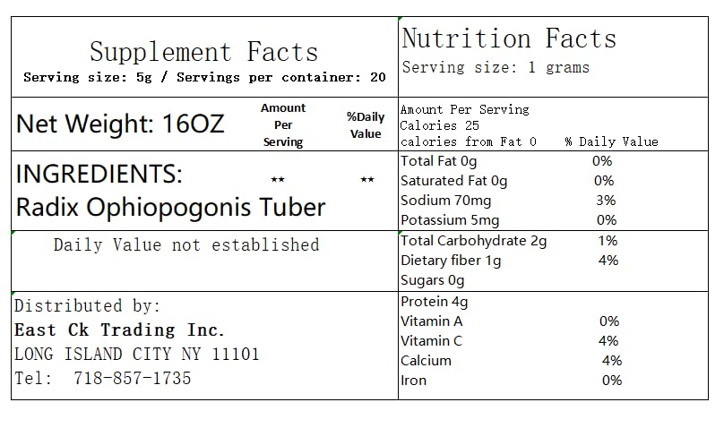 100% Natural Dried Radix Ophiopogonis Tuber Mai Dong ?? 16oz