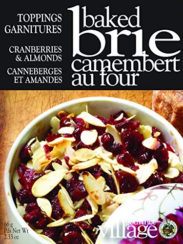 Gourmet du Village, Red Ceramic Brie Baker with Handles Gift Set with Cranberry Almond Topping