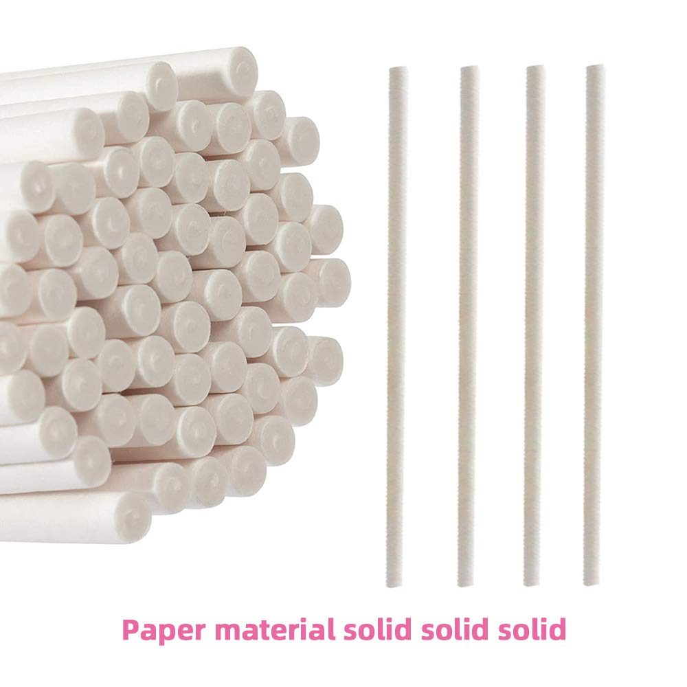 Lollipop Sticks, 200PCS White Paper Lollipop Sticks 6 Inch Lollipop Treat Sticks Sucker Stick for Chocolate,Cake Topper,Rainbow Candy, Cake