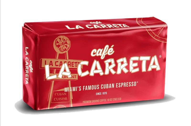 Espresso Ground Coffee - Café La Carreta Cuban Coffee, 10 oz Bag - Miami’s Famous Cuban Espresso Since 1976