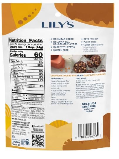 LILYS Peanut Butter Flavor Baking Chips, 7 oz, 3 Pack