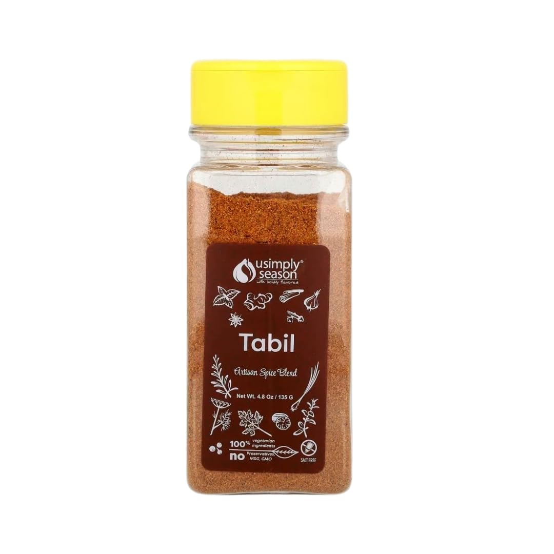USimplySeason Tabil Spice (4.8 oz) - Tunisian-Inspired Blend for Robust Flavors, Ideal for Meat, Fish, and Vegetables - No Salt, Vegan, Non-GMO, Made