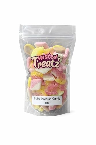 Swedish Bubs Candy Mix - Sour & Sweet Swedish Gummies | Banana Toffee, Tutti Frutti, Lemon Raspberry & Strawberry Vanilla (1 lb)