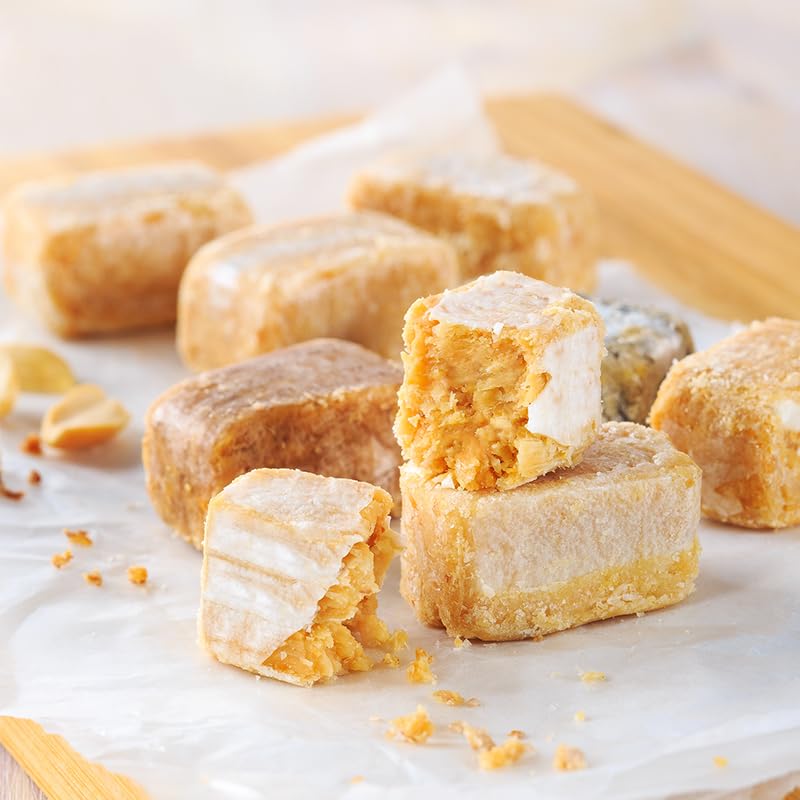 Assorted Peanut Crisp Candy, Crispy Candy, Assorted Flavors Praline Candy: Coconut, Almond, Black Sesame, Peanut Butter Bars Logs, Chinese Specialty