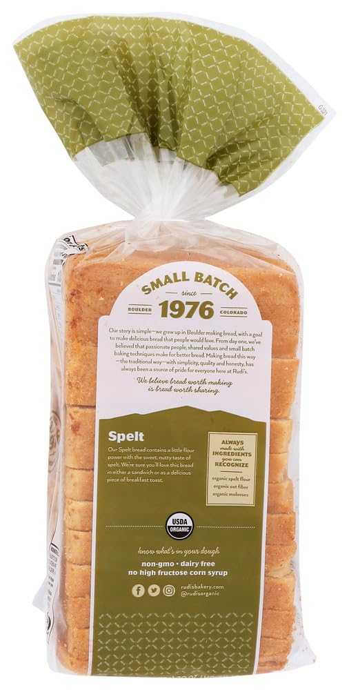 Rudis Organic Spelt Bread, 20 Ounce -- 8 per case.