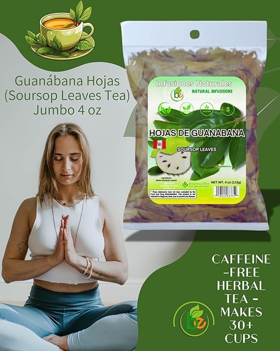 Hojas de Guanábana (Soursop Leaves) - 2 Pack (4 oz Bags) 100% Natural | Vegan | Herbal Tea for Infusion | Includes Infuser/Incluye Infusor