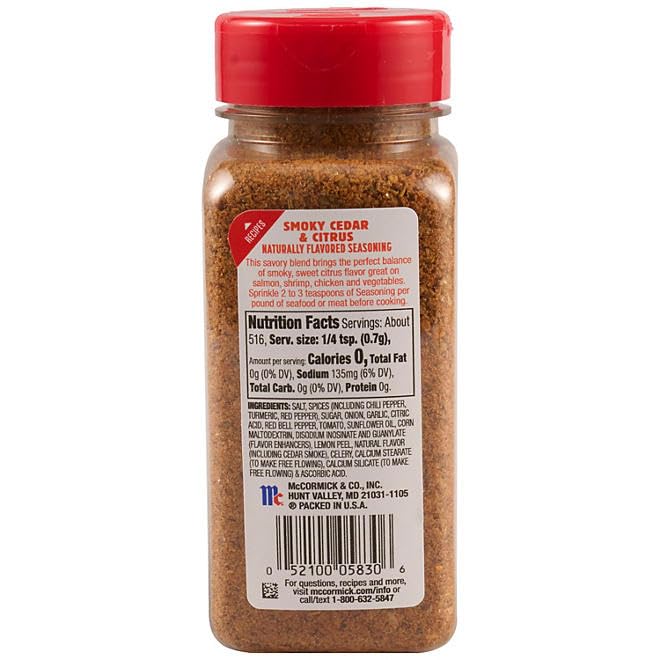 McCormick Smoky Cedar & Citrus Seasoning for Salmon, Shrimp, Chicken, 12.75 Ounce