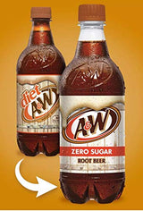 A&W Zero (Diet) Root Beer, 20 Fl Oz Bottles, (Pack of 12, Total of 240 Fl Oz)