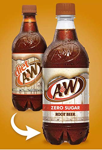 A&W Zero (Diet) Root Beer, 20 Fl Oz Bottles, (Pack of 12, Total of 240 Fl Oz)