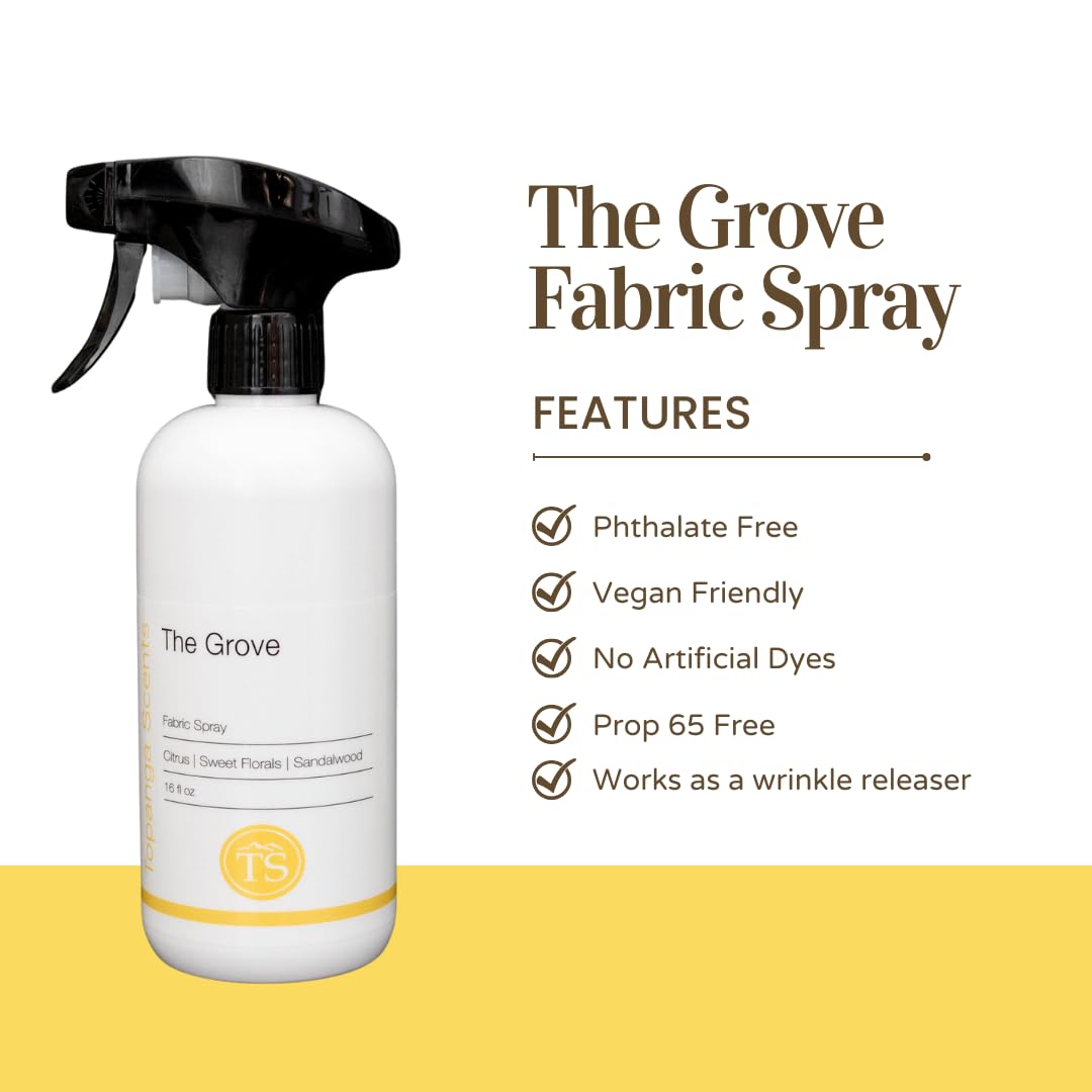 Topanga Scents The Grove Fabric Spray - 16 fl oz | Citrus, Sweet Florals & Sandalwood | Vegan, Phthalate?Free