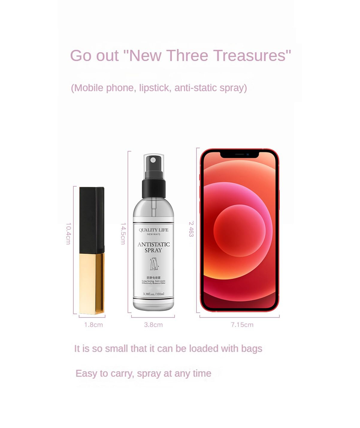 2 Bottles Static Shield Spray Reduce Static in Clothes and Hair Anti-Frizz Flat Crease Less Static