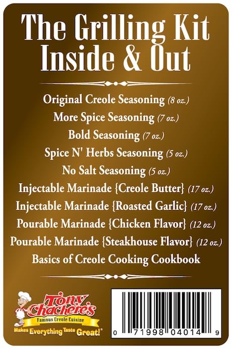 Tony Chachere’s Cajun Gift Set - Multiple Varieties of Seasonings & Spices - Great Idea for Cooks and Food Lovers (Gift Set, Grilling Kit - Inside