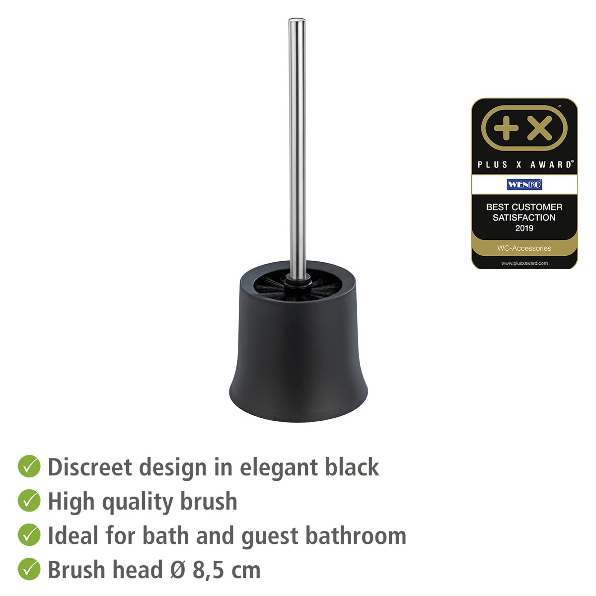 Basic Toilet Brush, Toilet Bowl Cleaner Brush with Holder, Toilet Bowl Brush, Toilet Brush with Holder, Plastic, Weiß, Dimensions 5.5 x 15 x 5.5 in