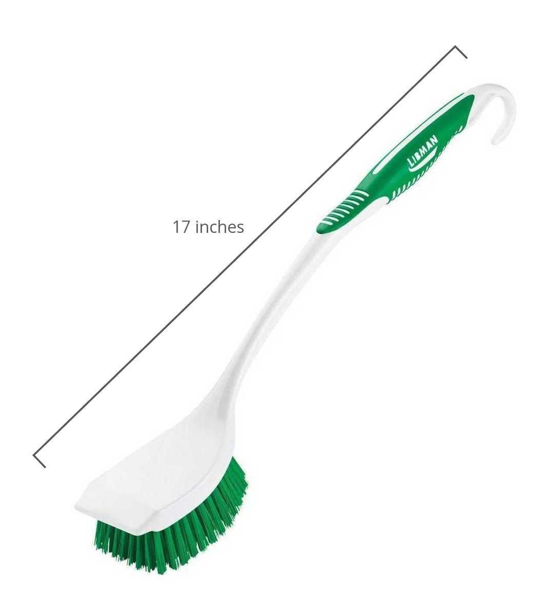 Libman Long Handle Scrub Brush - Item Model Number: 00010 - Ergonomic Rubber Grip Won't Slip When Wet.