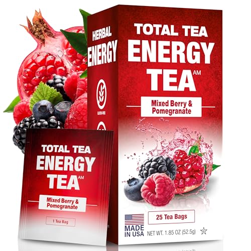 Total Tea Detox Guayusa Energy Tea - All Natural Herbal Caffeinated Tea Cleanse - Energy & Focus - Coffee Substitute - 25 Tea Bags for Men and Women