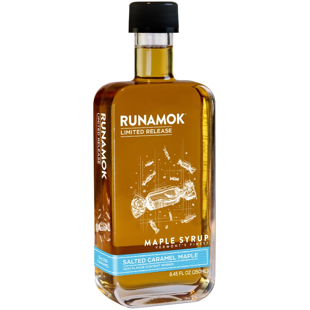 Runamok Maple Salted Caramel Maple Syrup - Authentic & Real Vermont Maple Syrup | Gluten Free & Natural Sweetener | Breakfast, Coffee, Pancakes Maple