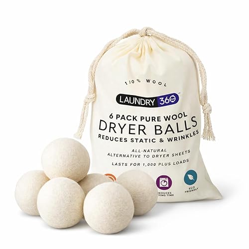 Wool Dryer Balls 6-Pack Set | Natural Fabric Softener Alternative | Reusable Laundry Balls | Eco Friendly Static Reduction