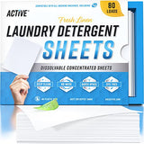 Laundry Detergent Sheets Eco Washing Strips - 80 Loads, Liquidless Fresh Scented Clothes Washer Sheet, Zero Waste Travel Laundry Strip, Dissolvable