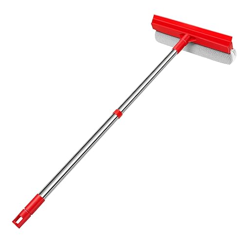Window Squeegee with 18.5"-28.5" Retractable Handle, 2-in-1 Squeegee for Window Cleaning Tool for Cars, Trucks, Glass Doors, Shower, Outdoor Windows