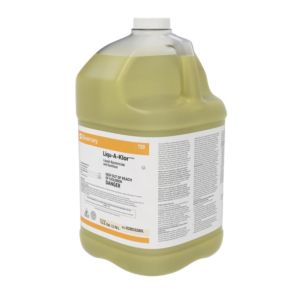 Diversey 02853280 Suma Liqu-A-Klor Sanitizer, Hypochlorite Food Contact Disinfectant, Liquid Concentrate, 1-Gallon