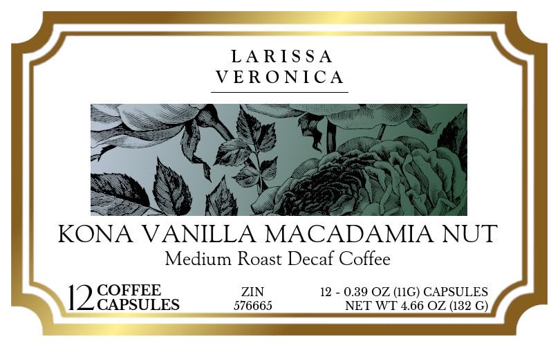 Kona Vanilla Macadamia Nut Medium Roast Decaf Coffee (Single Serve K-Cup Pods) (Gourmet, Naturally Flavored, Whole Coffee Beans) (12 pods, ZIN