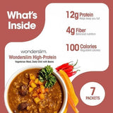 WonderSlim Protein Meal, Zesty Vegetable Chili w/Beans, 12g Protein, 4g Fiber, Gluten Free (7ct)