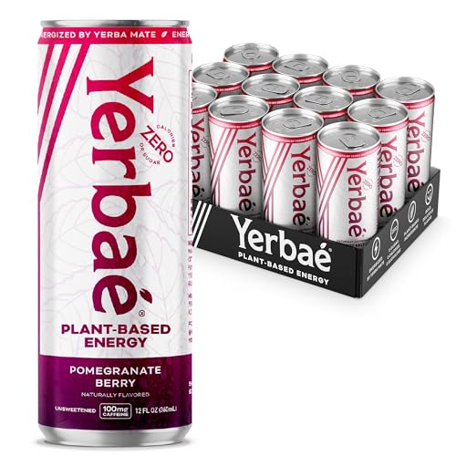 Yerbaé Energy Seltzer - Pomegranate Berry, No Sugar/Calories/Carbs. Energized by Yerba Mate, Naturally Caffeinated Plant-Based, Healthy Alternative