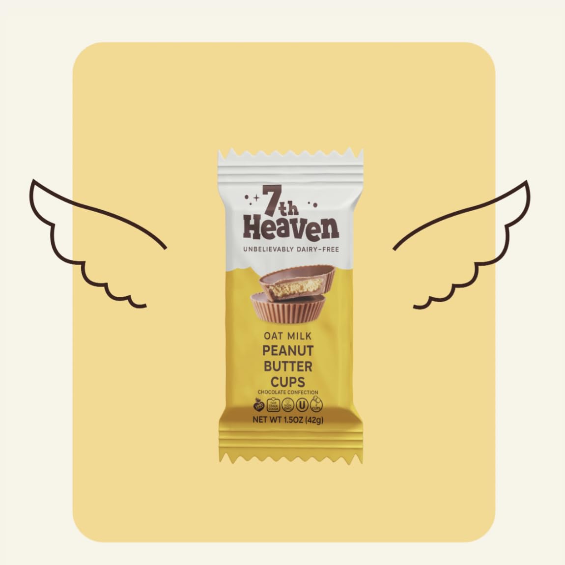 7th Heaven, Vegan Peanut Butter Cups (12 Total Peanut Butter Cups - 6 Packs) - Perfect for Easter Candy, Vegan, Dairy-Free, Fair Trade Cocoa