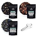 August Uncommon Sampler - Variety Tea Set of 3 Black Loose Leaf Tea Blends with a Crystal Scoop - Low Country, Painted Desert, and Black Metallic