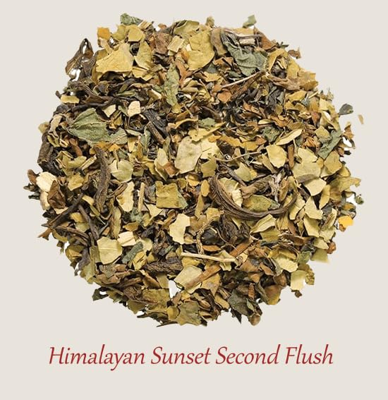 Blossom & Brew Himalayan Sunset Second Flush Darjeeling Black Tea (1.76oz/25 Cups) - Bold Indian Loose Leaf Chai with Rich Harvest Flavor & Muscatel