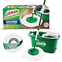 Libman Tornado Spin Mop System and 1 Refill, Mop and Bucket with Wringer Set for Hardwood Floor Cleaning, 2 Total Heads Included