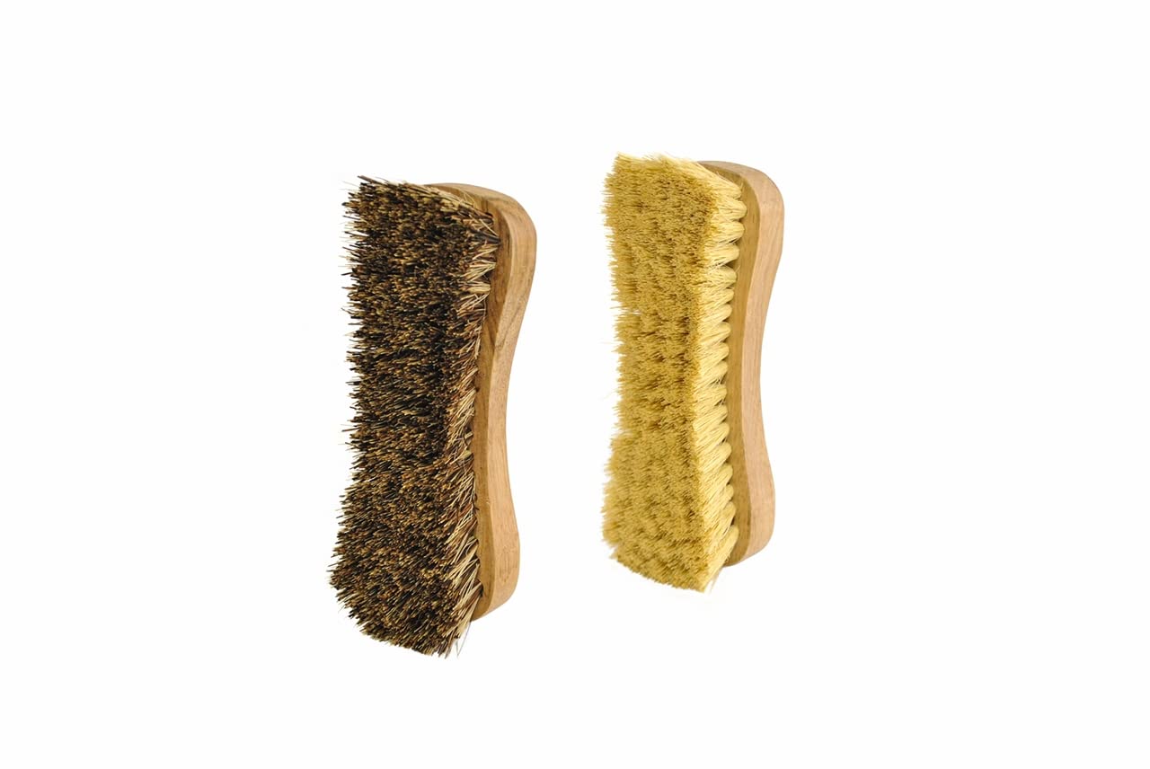 Naturolic All-Natural Wooden Scrub Brush Set | Wooden Handle | Tampico and Palmyra bristles | Eco Friendly Cleaning Products | Pack of 2