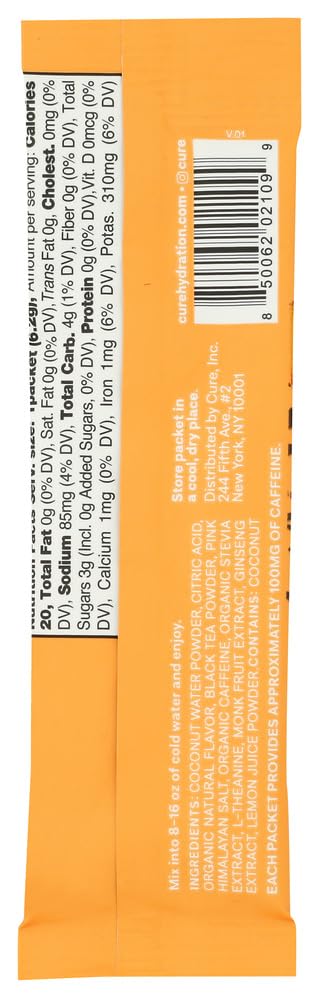 Cure Hydration Peach Tea Energy Drink Mix Sgl, 0.27 OZ
