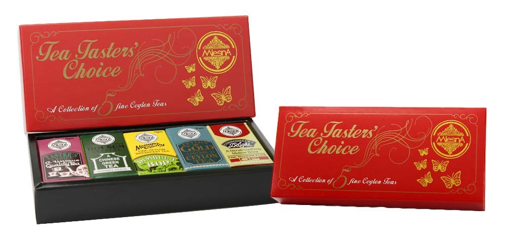 Mlesna Pure Ceylon Tea Taster's Choice Loose Tea Mini Collection - 5 Assorted Black and Green Tea Gift Box