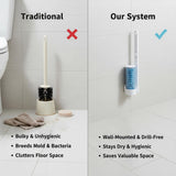 Disposable Toilet Brush for Bathroom Cleaning, Toilet Brush and Holder Set, Deep Cleaning Toilet Bowl Cleaner with Replaceable Heads, Hygienic Storage