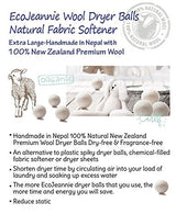 EcoJeannie Wool Dryer Ball 1 Piece - Premium XL Organic Eco-Friendly Natural Unscented Non-Toxic Felt Laundry Ball