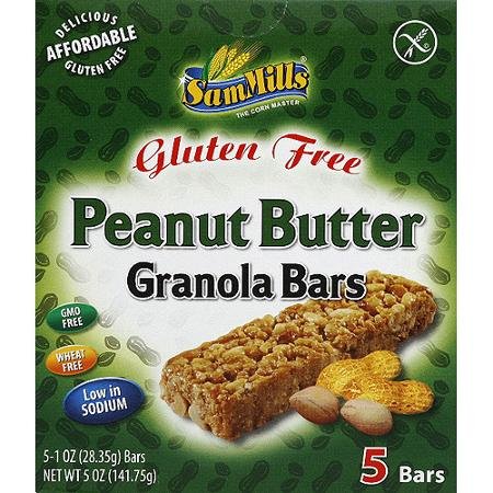 Sam Mills Gluten Free Peanut Butter Granola Bars, 1 oz, 5 count, (Pack of 6)