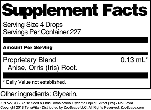 Anise Seed & Orris Combination Glycerite Liquid Extract (1:5) - No Flavor (1 oz, ZIN: 522047) - 3 Pack