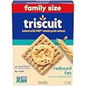 Triscuit Reduced Fat Whole Grain Wheat Crackers, Vegan Crackers, Vegan Snacks, Lunch Snacks, Family Size, 11.5 oz