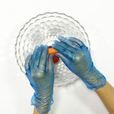 Lakesstory Disposable Gloves Clear Powder-Free Disposable Vinyl Gloves for Foodservice Large Size Pack of 100 Blue Vinyl Gloves - Pack of 100