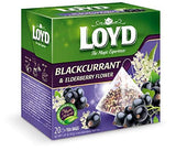 Loyd Blackcurrant & Elderberry Flower Flavored Herbal Fruit Tea 20 Ct Pyramid Tea Bags