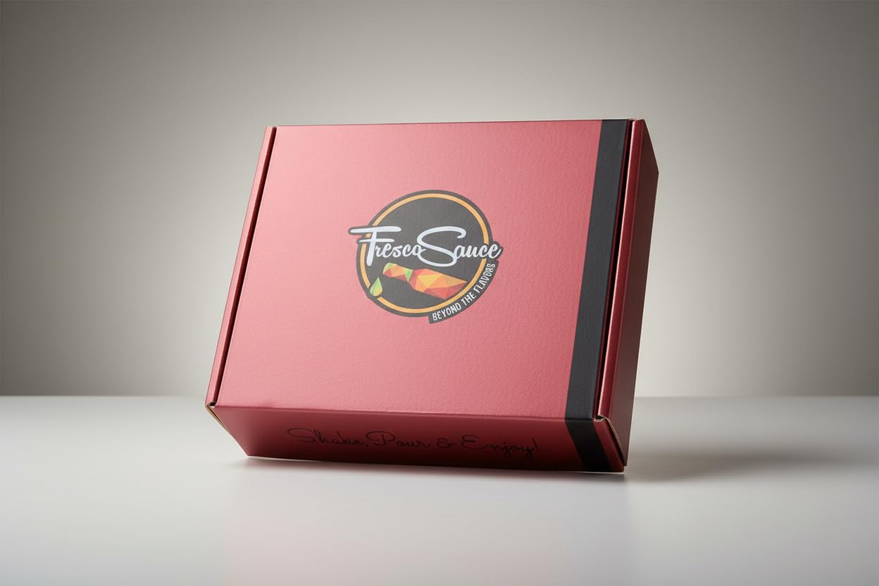 Fresco Sauce - Fabulous Hot Sauce Gift Box 4 Pack - Chi Banero Mustard - Fire Roasted Pepper Blend - Garlic Citrus Fresno - Chile De Arbol