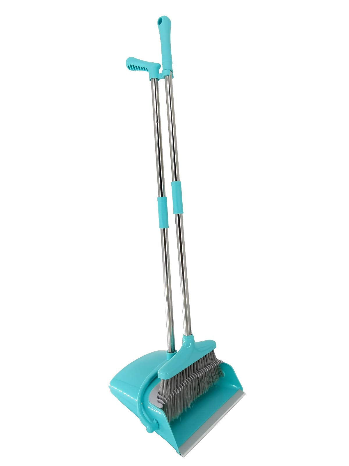 Xifando Extendable Long Handle Broom and Dustpan Set, Stainless Lightweight Upright Standing Broom and Dustpan Combo for Kitchen Lobby Office Living