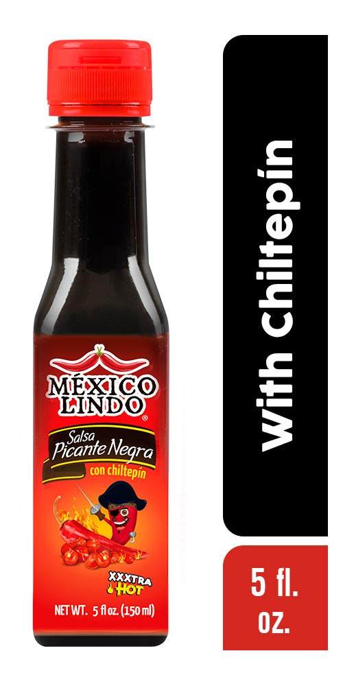 Mexico Lindo Picante Negra Xxxtra Hot Sauce | Scoville Unit Level 80,000 | Sugar Free | 5 Fl Oz Bottle (Pack of 1)