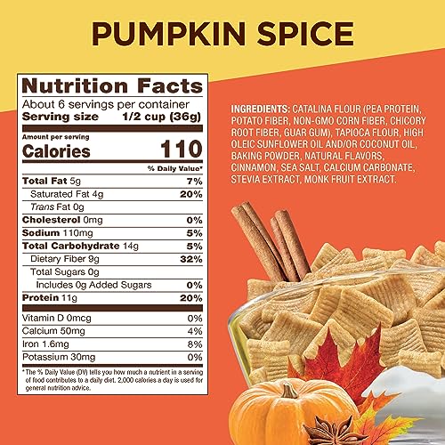 Catalina Crunch Protein Cereal | Sugar Free Breakfast Cereal with 11g of Protein | Gluten Free, Keto Friendly | Pumpkin Spice - 8 oz. Bag (Pack of 4)
