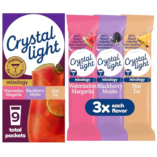 Crystal Light Mixology Drink Mix Variety Pack, 9 Packets, for Convenient On-the-Go Flavorful Hydration, Artificially Flavored Watermelon Margarita