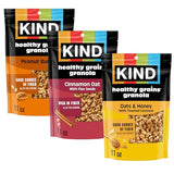 Kind Healthy Grains Granola Variety Pack, Gluten Free, Healthy Snack Mix, Peanut Butter, Cinnamon Oat, Oats & Honey, 5-10g Protein, 11oz, 3 Count