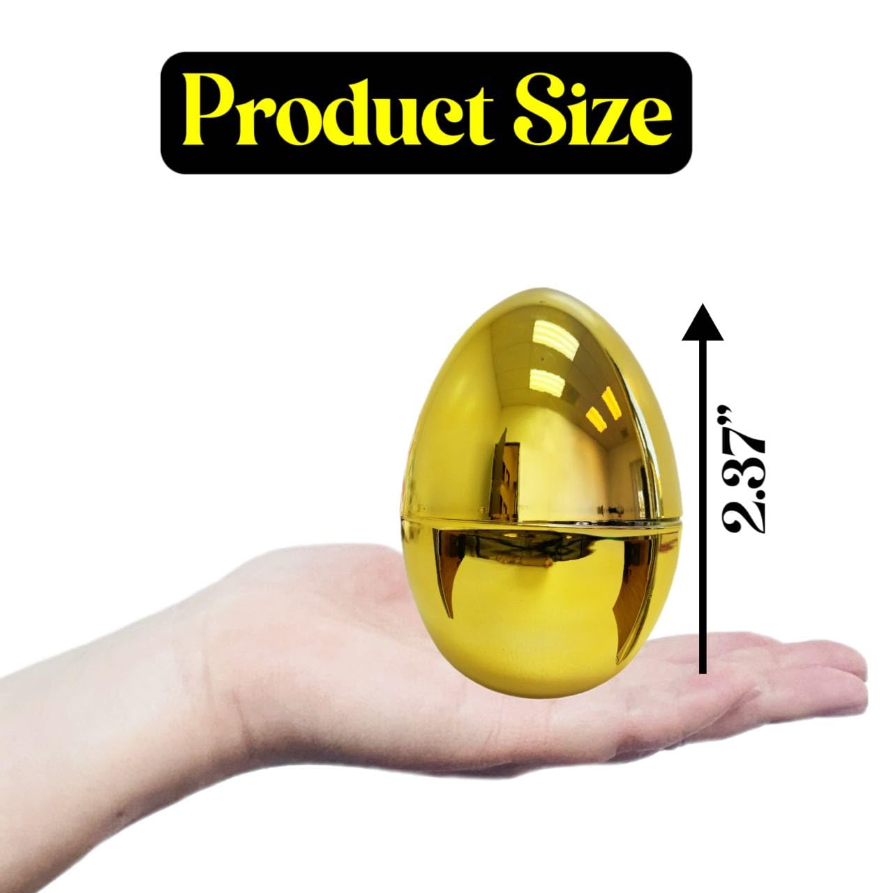 GiftExpress Gold Easter Eggs - 50 Piece Bulk 2.3" x 1.75" Golden Metallic Plastic Eggs Hinged - Adult & Kid Party Toys for Gift Easter Baskets or Egg