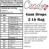 Candy Retailer Gum Drops 2 Lb - Sugar Sanded Gumdrops in Cherry, Orange, Licorice, Lime, Lemon and Pineapple Flavors